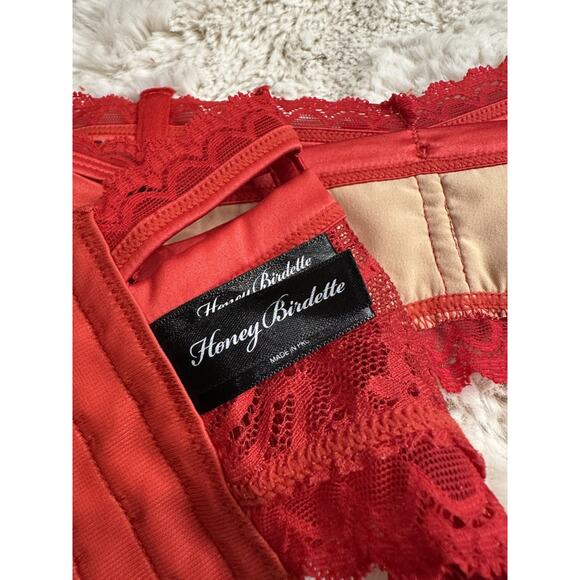 Honey Birdette SAVANNAH❤️ Red Floral Lace Garter Suspender Belt Small - Picture 5 of 6